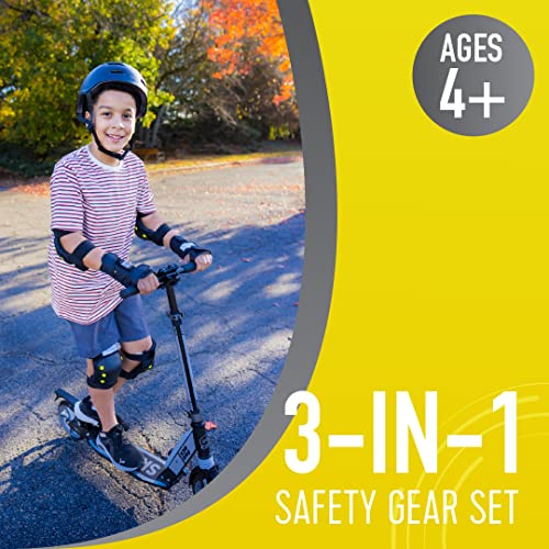 Image of Flybar Knee and Elbow Pads, Wrist Guards Protective Safety Gear Set - Multi Sport Protection For Skateboarding, BMX, Pogoing, Inline Skating, Scooter - Kids, Teen & Adult Sizes (Yellow, Small)