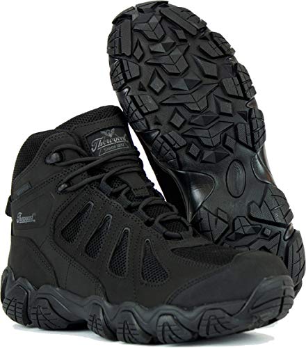 Thorogood Crosstrex Mid Waterproof Hiking Boots for Men - Premium Black Leather and Mesh with Comfort Insole and Traction Outsole; ASTM Rated for BBP and EH Protection3