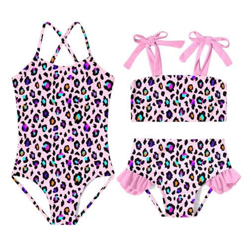 Image of Girls Swimsuit One-piece Bikini Set Two Sets Matching Bathing Suits 2-6T Adjustable Strap Summer Beach