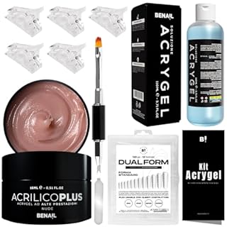 Benail | Kit unghie gel completo Nude, Acrigel per unghie, polygel per unghie con dual form, gel unghie, gel ricostruzione unghie, anti-graffio anti-ingiallimento, HEMA Free TPO Free, Guida Inclusa
