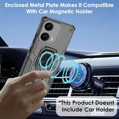 Image of TheGiftKart Tough Armor Bumper Back Case Cover for Motorola Moto Edge 50 Fusion 5G / Moto G96 5G | Ring Holder & Kickstand in-Built | 360 Degree Protection Back Case Cover (PC & TPU, Black)