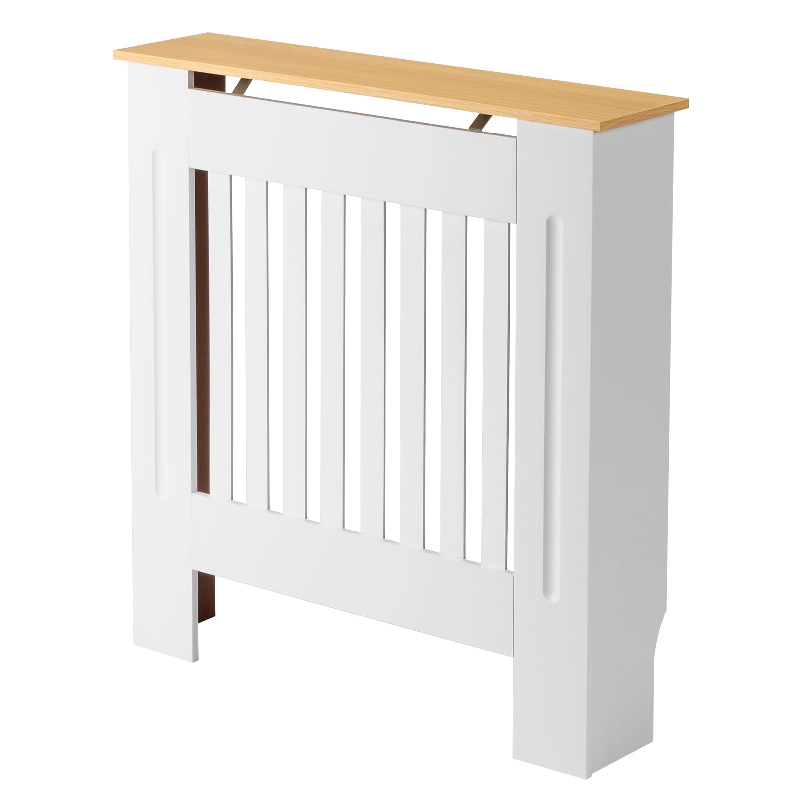 LEADZM Heizkörperverkleidung Heizkörperabdeckung Heizungsverkleidung | Heizkörper Radiator Abdeckung Lamellen-Design MDF Weiß (78 x 19 x 81.5CM)