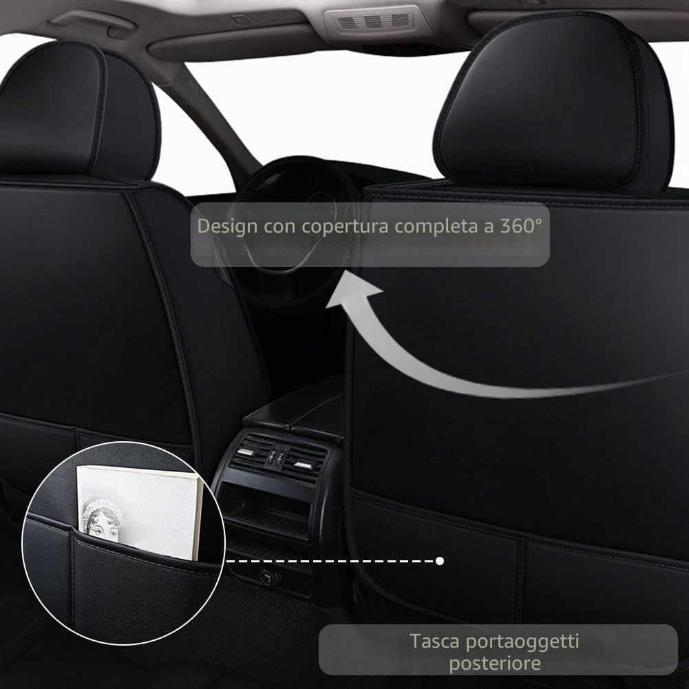 Coprisedili Universali per Auto in Pelle, Foderine Anteriore Auto 2 Pezzi, Adatti Alla Maggior Parte delle Berline SUV Pick-up (Nero Rosso)