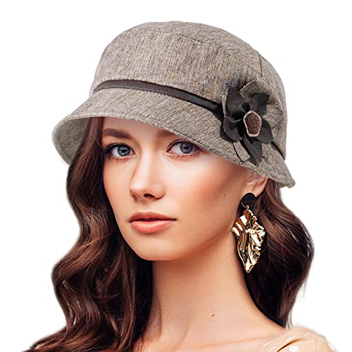 Colorsun Women's Foldable Lace 1920S Vintage Cloche Bucket Crystal Bowknot Lady Bowler Cap, 2Coffee, One Size #TOP1