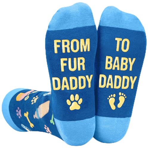 First Fathers Day Gift For New Dad - Holiday Presents, Festive Stocking Surprises, Unique Dog Dad Socks For First Time Father, Expecting Gift, Fun Comfortable Surprise For Birthdays Or Baby Showers