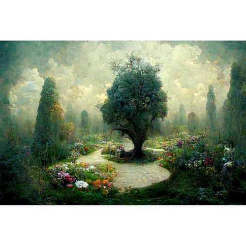 Garden of Eden Backdrop Tree of Life Photography Background Tree of Knowledge Backdrop Decors Fantasy Garden Fairy Forest Wonderland Backdrops for Kids Adult Artist Birthday Background 7x5ft