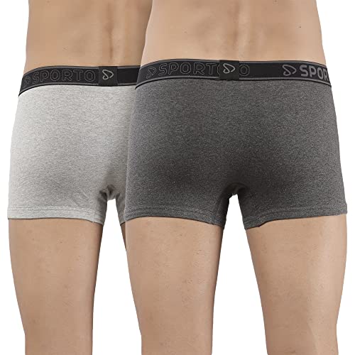 Image of sporto Men's Mid-Rise Super Soft & Comfortable Solid Cotton Square Trunks with No-Fold & No-Pinch Elastic Waistband (Combo Pack)