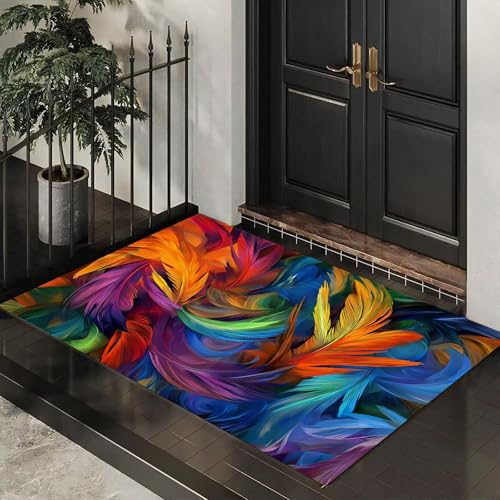Tapis de sol antidérapant et absorbant style abstrait multicolore