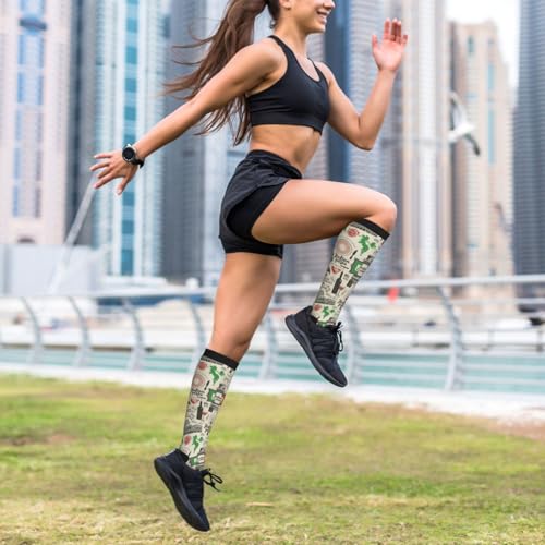 Image of Compression Socks for Women Men Circulation Graduated Supports Socks for Running Travel Nurse Athletic Sports