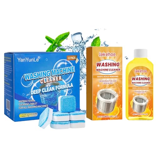 12x Pastillas Limpieza Lavadora + 100ml Limpiador Lavadora,Limpia Lavadoras Maquinas,Washing Machine...