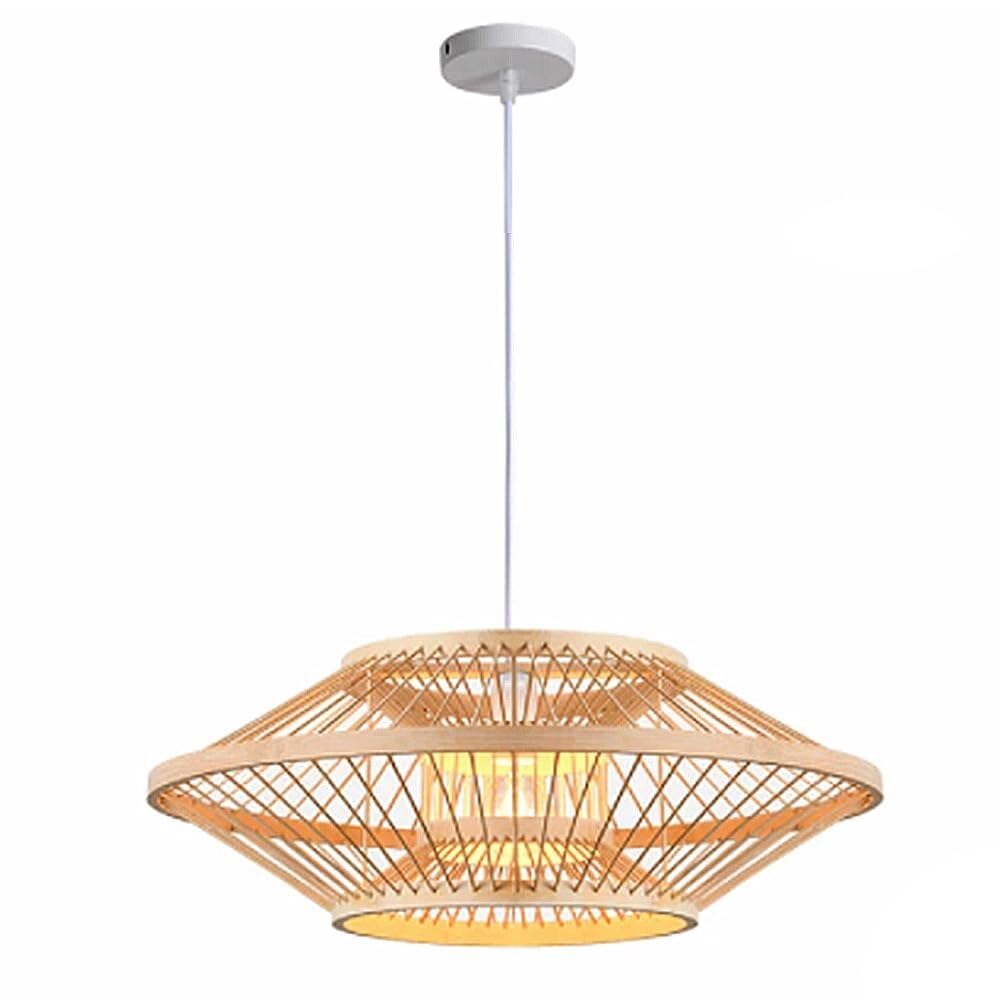 TONFON Hotel Pendant Light Fixture Bamboo Shade Chandelier