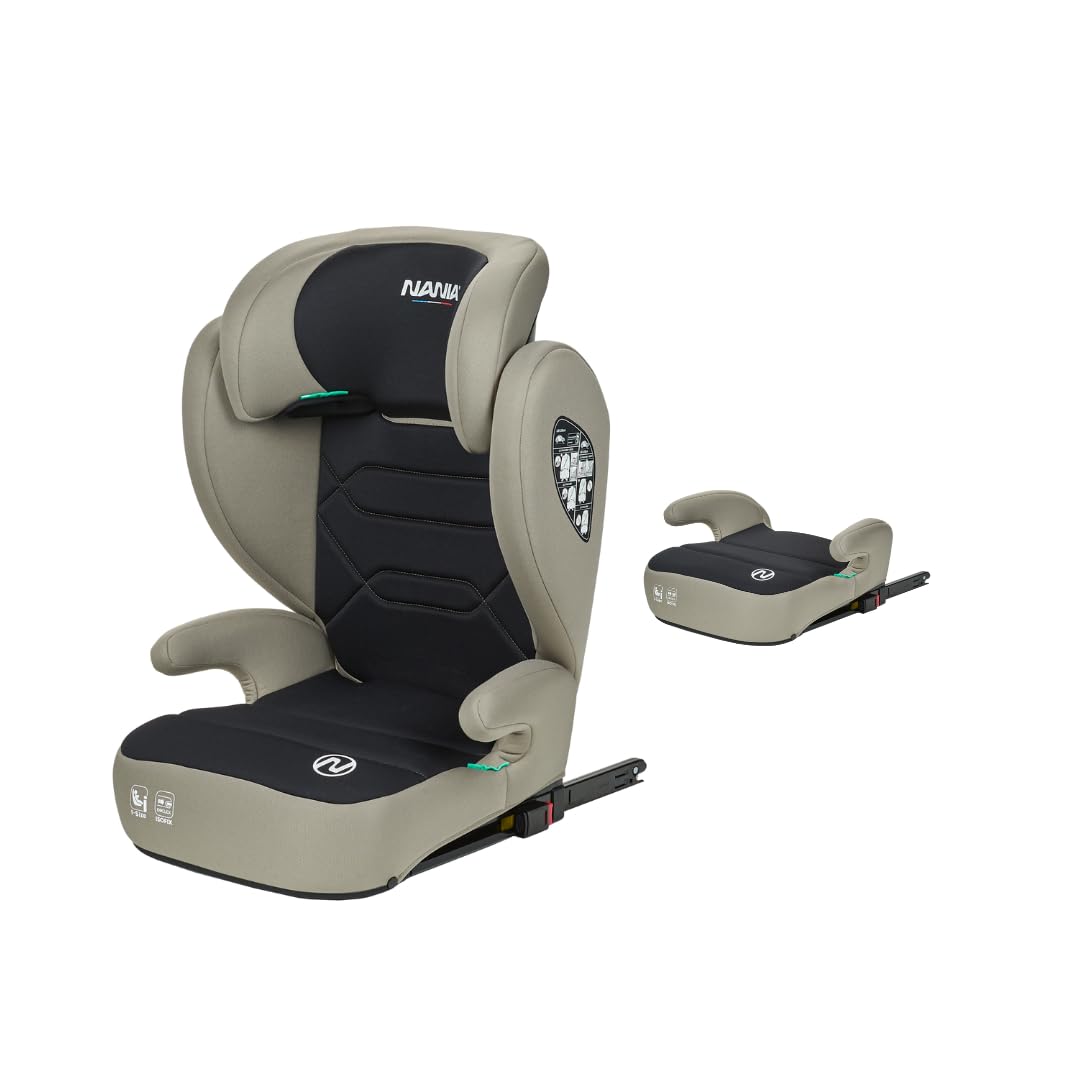 NANIA Bogota 2 in 1 Seggiolino auto isofix i-Size, Gruppo 2/3 100-150 cm, da 4 a 12 anni, da 15 a 36 kg -seggiolino auto con protezione laterale - Poggiatesta a 9 Livelli- Fissaggio Isofix o cintura