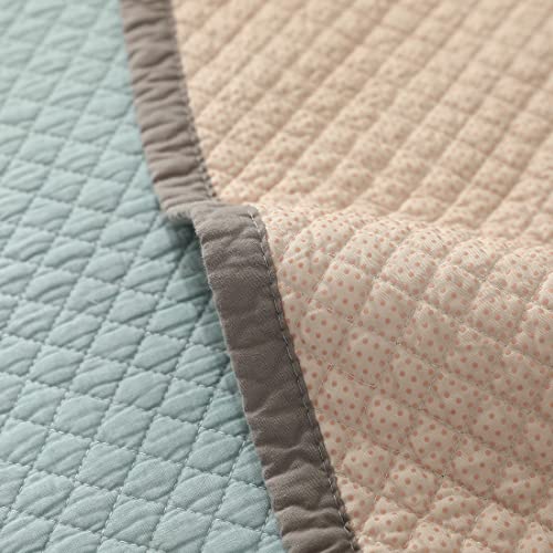 Xslive Cotton Quilted Sofa Cover Floral Embroidered Color Block Sectional Couch Cover Non Slip Sofa Slipcover Furniture Protector For Dogs Pet Kids,1 Piece (Light Blue,35"X63") #TOP6