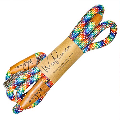 Wooflinen 7Ft Ultra Reflective (Rainbow) Fatty Series Premium Dog Slip Leash - Made From Large Gauge Mountain Climbing Rope - Make A Statement While Walking The Strongest Of Pullers #TOP1