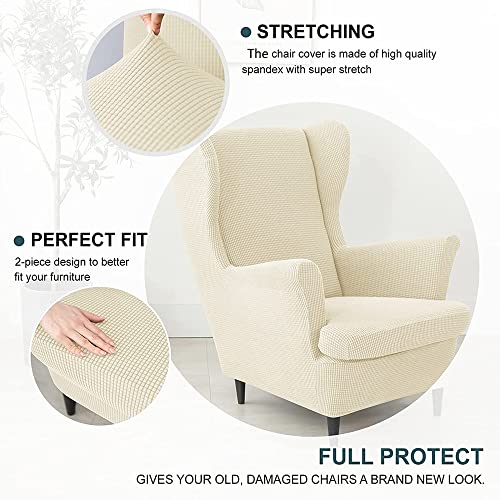 Funda para sofá que no se mueve protector beige elástico de sillón y puf 4