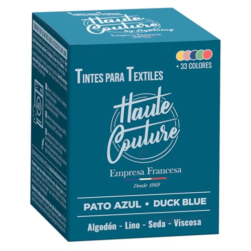 HAUTE COUTURE - Tinte para Ropa y Textil Azul - 350g - Azul Pato - Tinte Textil Todo en uno - Listo Para Teñir Ropa y Tejidos