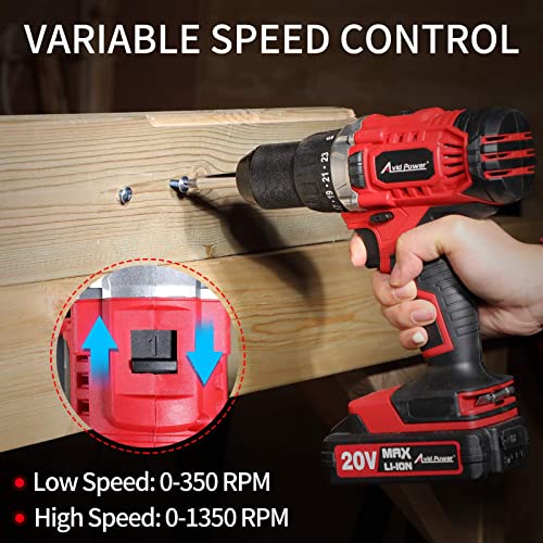 Avid Power Drill Set Cordless 20V Electric Drill With Battery And Fast Charger, Variable Speed, 23+1 Torque Setting, 23Pcs Accessories Drill Kit, Hand Drill With 1/2-Inch Metal Keyless Chuck #TOP2
