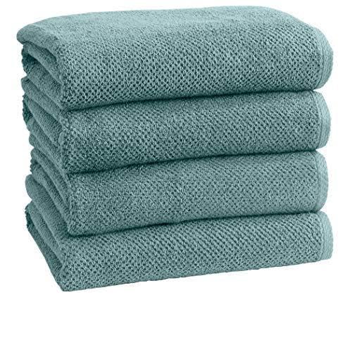 Great Bay Home Blue Bath Towels - 100% Cotton 4 Pack 54x27 Bath Towel Set - Absorbent, Quick-Drying, Durable Towels for Bathroom Decor - Low-Twist, Two-Ply Fibers (Mineral Blue)