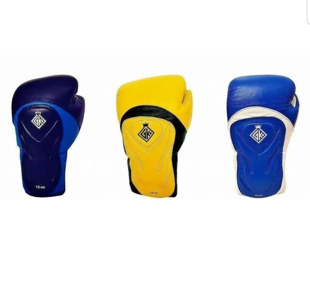 GK Glove Kings Spezial Rindsleder Boxhandschuhe, schwarz / blau, 340,2 g (12 oz)