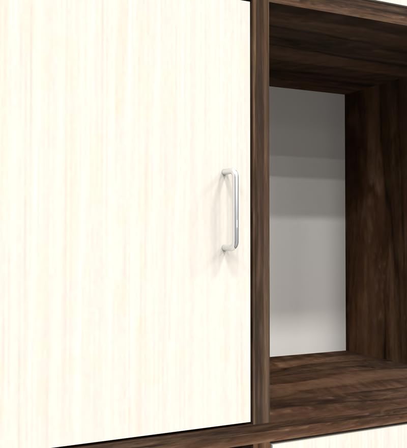 Image of SPECIALITY PANELS 8 Shelf Bookcase with Doors, Brown and Beige, 73x35x176 cm, Carpenter Assembly Provided