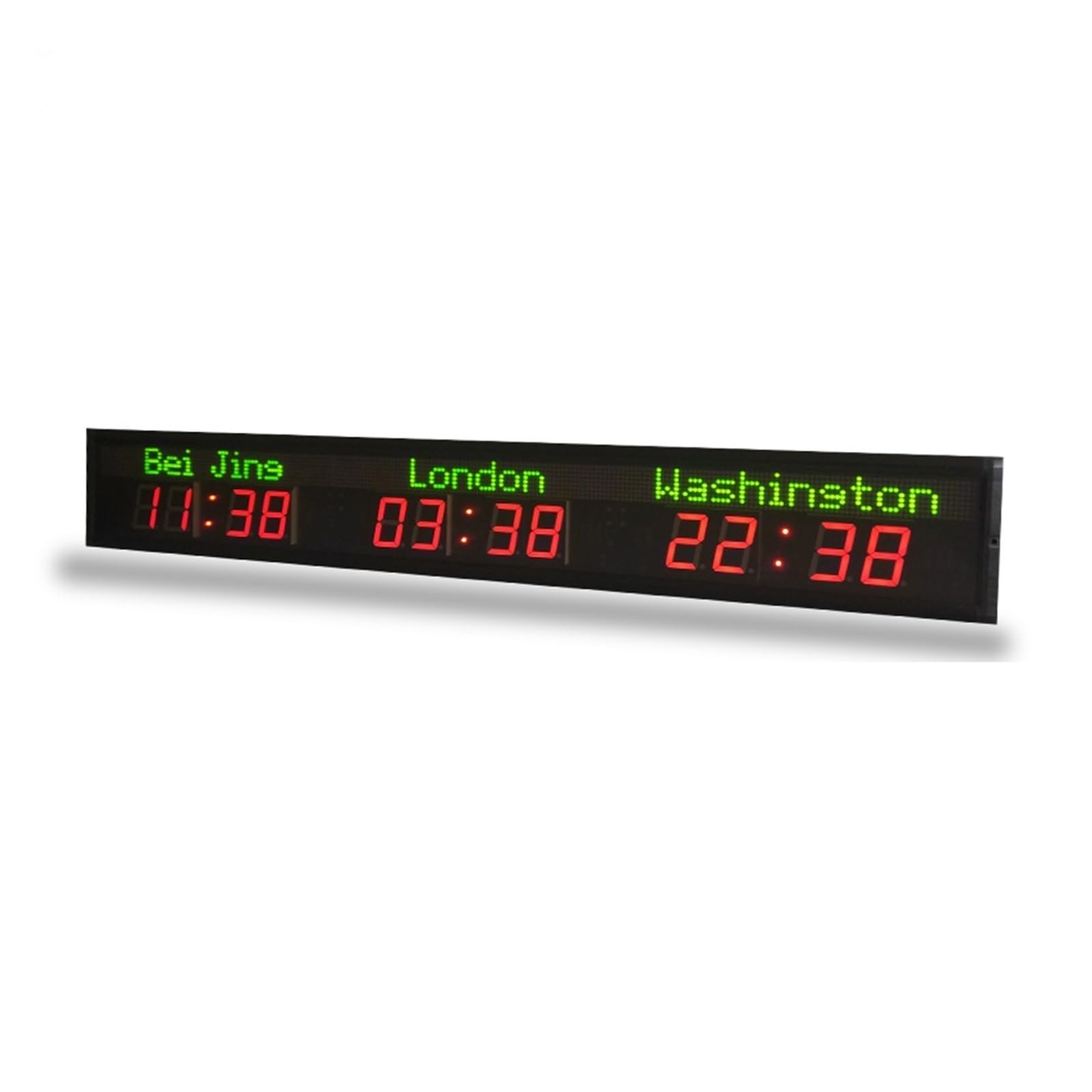 CVFRDD LED Countdown Clock, Three Time Zone World Clock Hotel Digital LED Timer Wall Mounted Cities Name(Add GPS)