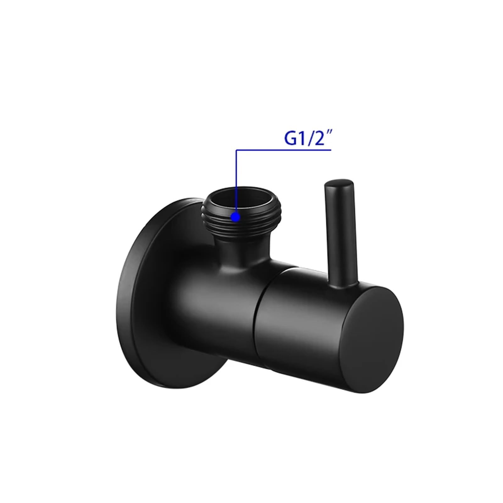 Rubinetto angolare Nero Opaco, Raccordo di Ingresso Acqua e Rubinetto Rotondo intercettazione, Attacco G1/2", Accessori for Bagno Cucina(Black 4 Pieces)