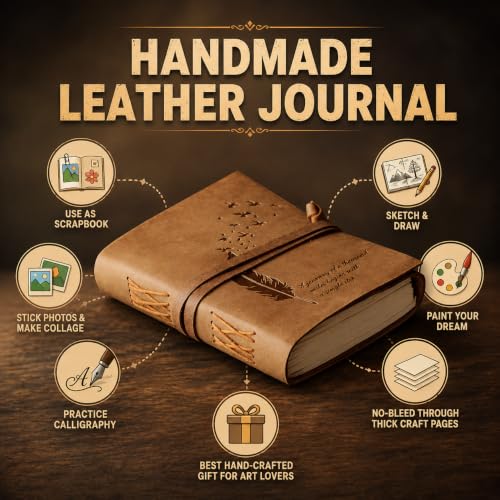 Image of CAVALO - Be Unique Leather Diary Embossed With Leaf of Tree & a Quote Antique Handmade Leather Bound Diary cum Notepad for Men and Women Plain Paper of 5x7 Inch Size 240 Pages Perfect for Travel Diary