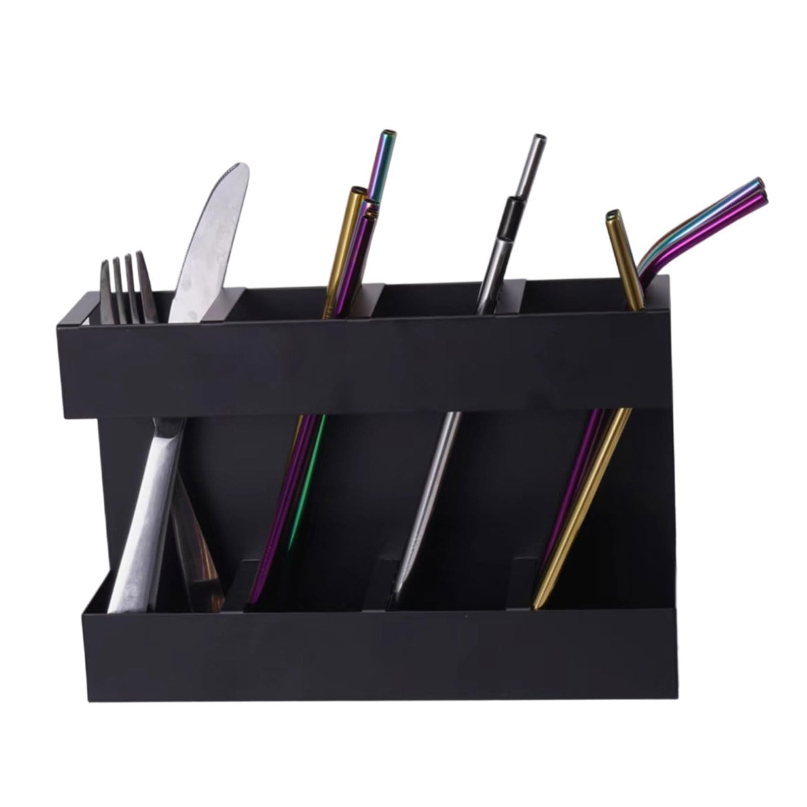 Organiseur de baguettes en métal pour économiser de l'espace - Support mural pour ustensiles de cuisine, maison, hôtel, solution de rangement pour paille