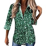 QJDFLL Cardigan mit Festivalprint Langen Ärmeln Kragen und Knopfleiste lässiges bequemes locker sitzendes weiches Strickoberteil für den Alltag(Grün,S)