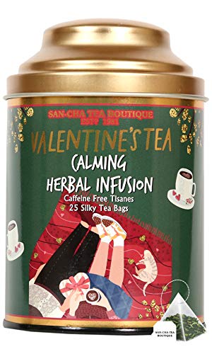 Image of Sancha Tea Boutique Valentines Tea | Herbal Tea | 100% Biodegradable Tea Bags | Pyramid Tea Bags | Blend of Real Vanilla | Lavender, Rose & Chamomile | Caffeine Free Tea | Valentine's Gift for Women | Valentine's Gift Set | Gifts for Her