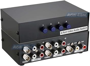 4 في 1 خارج BNC RCA Video Audio Switch