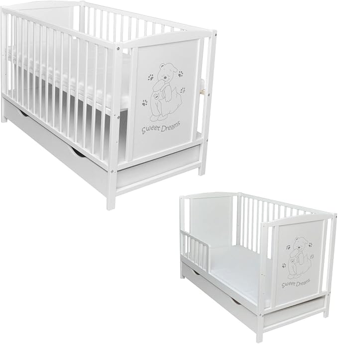DedstoreBaby Babybett mit Matratze 120x60 cm Höhenverstellbar