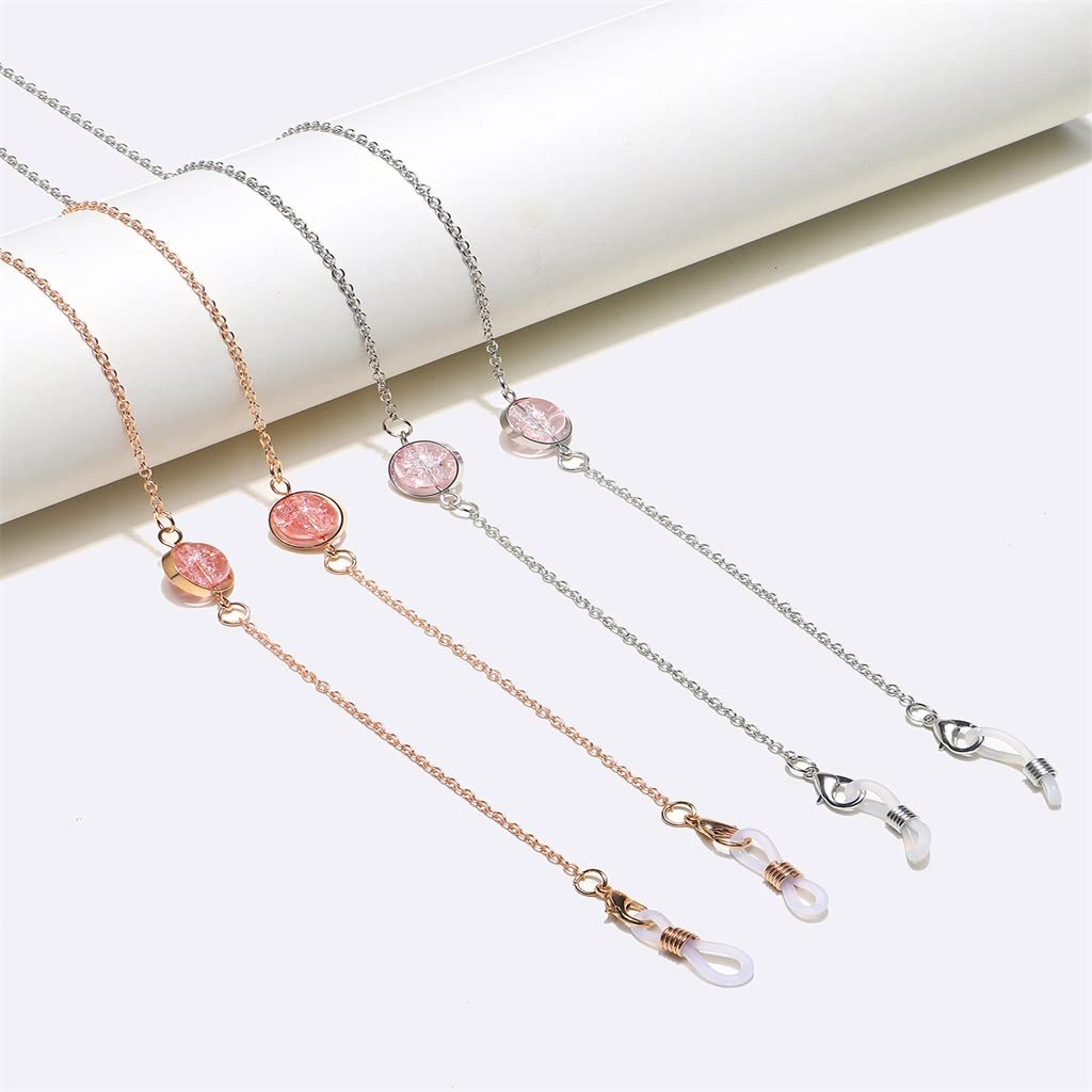 Zweiteiliges Set, Brillenkette, Kupferkette, rosa Rissperlen, Brillenseil (D Talla ?nica)