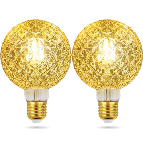 EAVOLUSON Ampoule E27 Vintage Dimmable, Ampoule E27 Decorative Surface en forme de diamant LED Filament Lumière Douce 4W 2700K 400LM Edison Décorative...