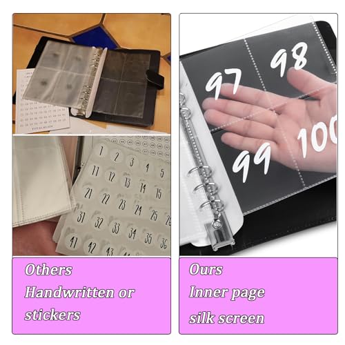 MUQING Pasta de Desafio com 100 Envelopes, 25 Folhas Em Serigrafia, Números Até 100, Sem Adesivos, R