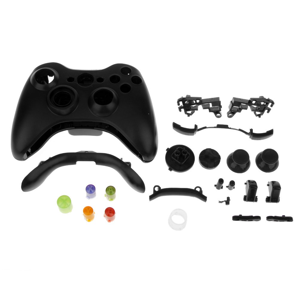 Full Housing Button Case Mod Kit Replacement for Xbox 360 Controller Black-image-18