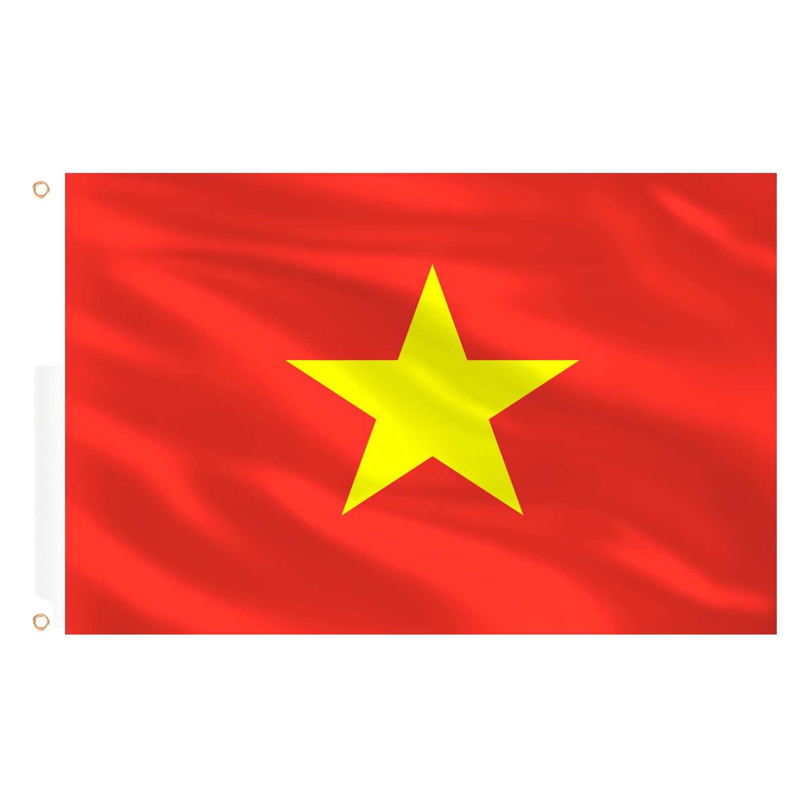 AhfuLife Vietnam Flag 5ft x 3ft for Party Decorations, 4Pcs Large Vietnamese Flag Polyester Double Side with Brass Eyelets for National Day Garden Street Indoor Outdoor Party Decorations