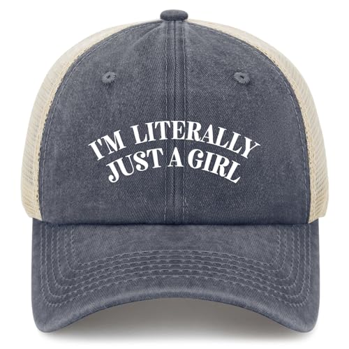 I'm Literally Just A Girl Trucker Hat Women Funny Mesh Baseball Cap for Summer