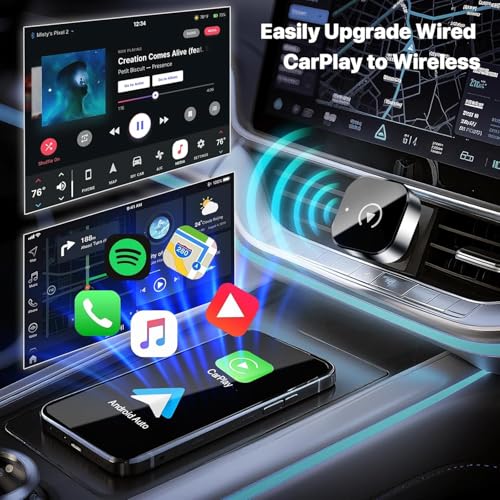 KAJIE MILAN Wireless CarPlay Adapter, 2-in-1 Mini CarPlay & Android Auto Wireless Adapter, Plug & Play, Mini USB Design, Auto Connect, Car Accessories, Car Play Compatible with iPhone & Android — view 3
