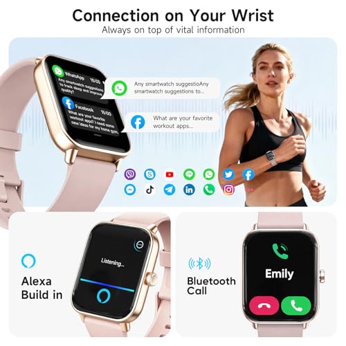 Image of Smart Watch for Women,1.85 inch AMOLED Touchscreen for Android & iPhone Alexa Built-in Bluetooth Calls,Fitness Watch 110+ Sport Modes Heart Rate /Sp02 /Sleep /Calories Monitor IP68 Waterproof