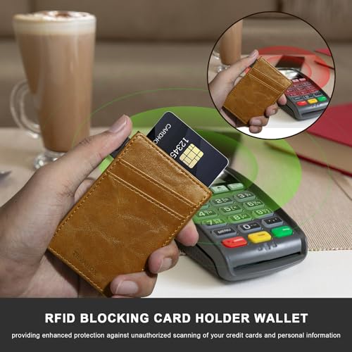 Pop Up Wallet for Men - RFID Blocking, Stealth Leather Wallet, Smart ID & Credit Card Holder with id Window for Cash, and More4