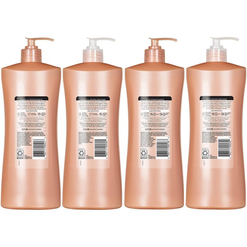 Suave Shampoo and Conditioner Set, Coconut Oil Infusion + Biotin Infusion – Hair Repair & Strengthening Hair Care Bundle, 28 Oz Ea (4 Piece Set)