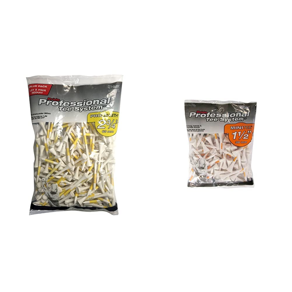 Pride Professional Tee System, 2 ¾ inch ProLength Tee, 175 Count & Men's Wooden Pride Professional Tee System Mini Tee 1 2 Inch 90 Count White , ORANGE, 38 mm UK