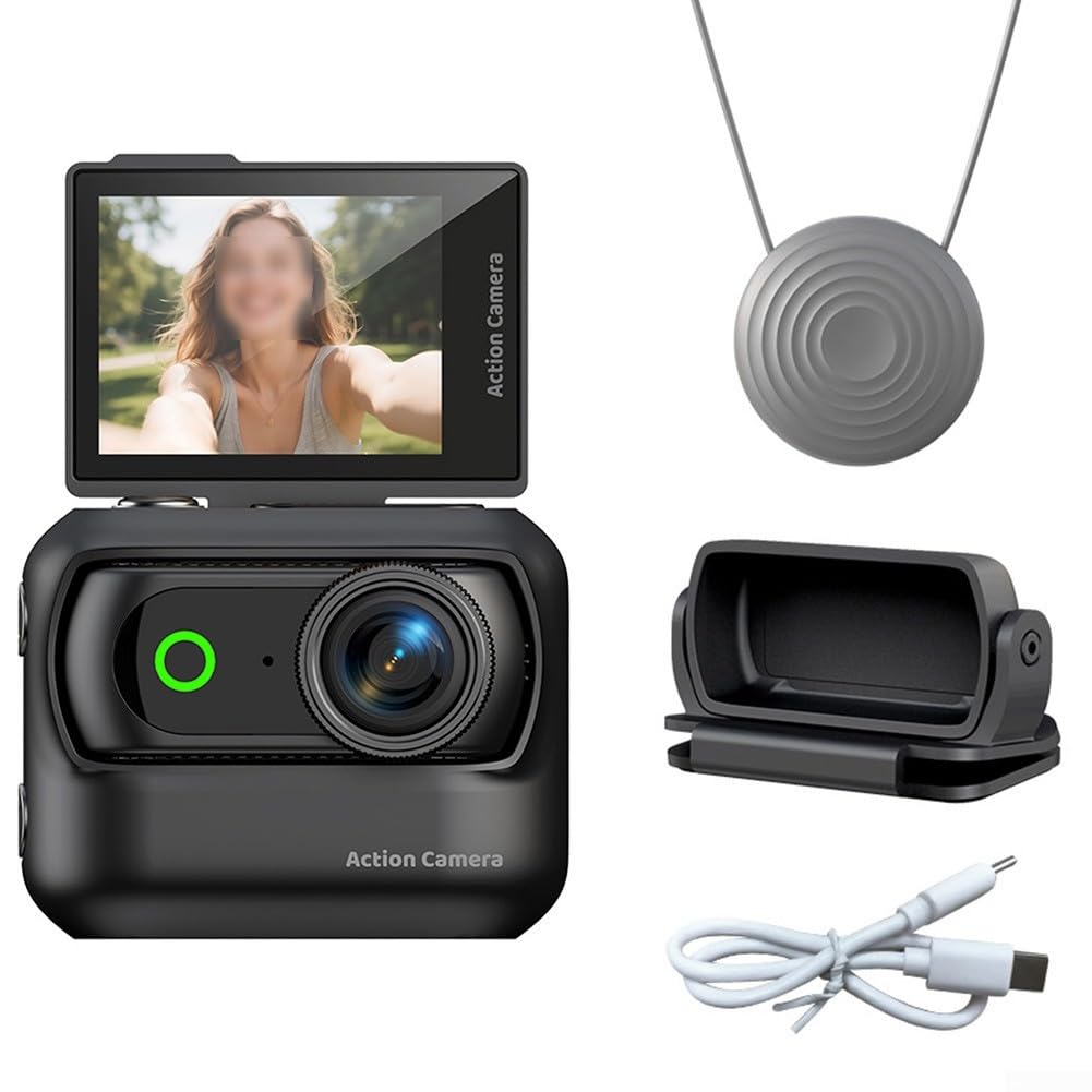 Action Camera compatta panoramica con anti-shake, WiFi e supporto magnetico, HD di dimensioni pollice, per avventure all'aperto, ciclismo e viaggi, diversi colori (bianco)