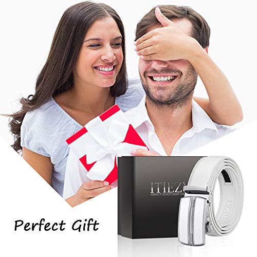 Itiezy Men's Leather Ratchet Dress Belt With Automatic Buckle Sliding Belt For Men In Gift Box #TOP6