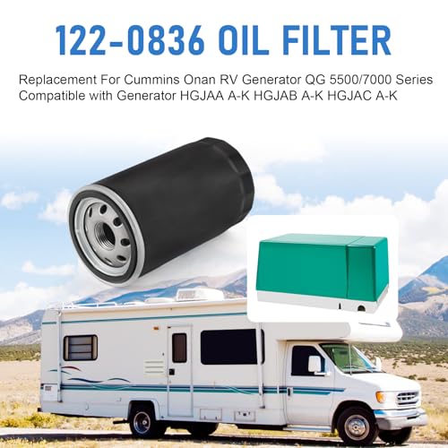 Image of 122-0836 Oil Filter Replacement For Cummins Onan RV Generator QG 5500 7000 | Oil Change Kit Replacement For RV Generator HGJAC HGJAB HGJAA, Replaces 01220836 PH10027 B7238 PH2875