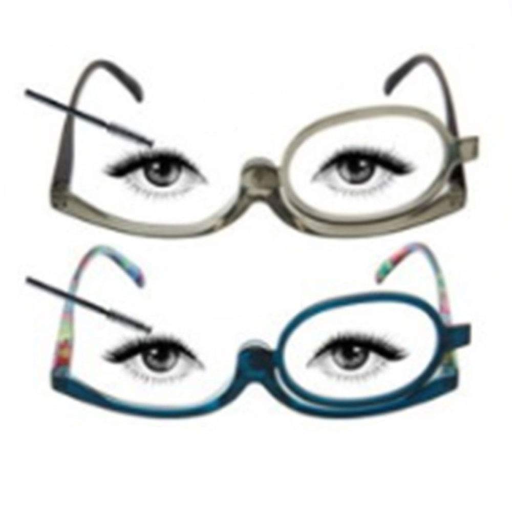 HZWL Make-up Reading Glasses (2 Pieces) Ladies Single-lens Cosmetic Magnifying Glass Colorful Glasses Legs Blue+Grey-+1.5