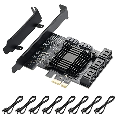 Pcie 1X Sata Card 8 Ports,With 8 Sata Cables And Low Profile Bracket,Pcie To Sata 3.0 6 Gbps Controller,Pcie To Sata Expansion Card,Sata Controller,Sata Pcie Card,Asm1064+Jmb575 Chips #TOP13