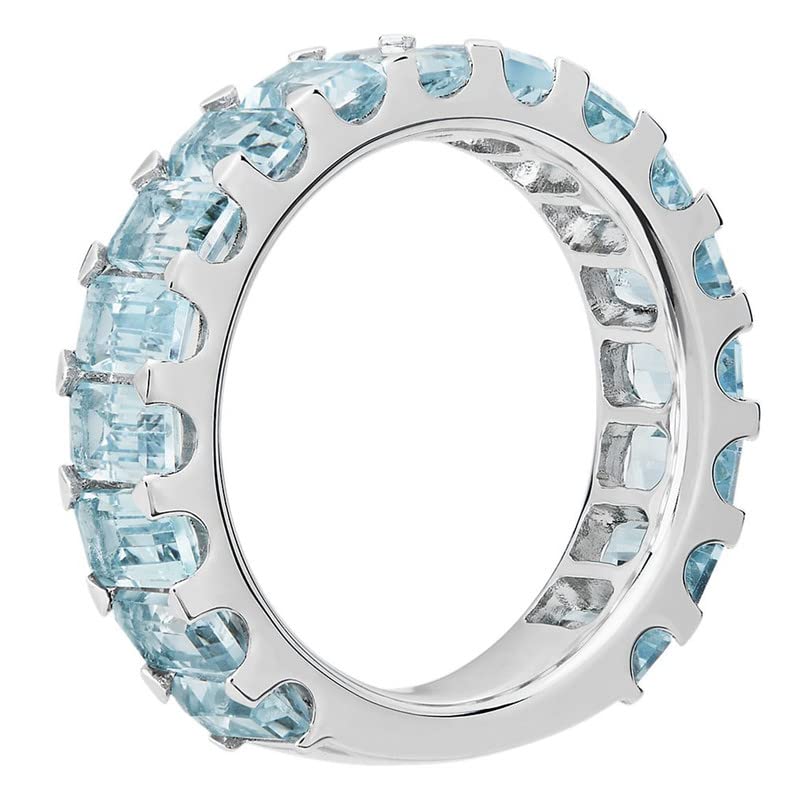 925 Sterling Silver Natural Sky Blue Topaz Gemstone Silver Jewelry Woman'S Eternity Ring3