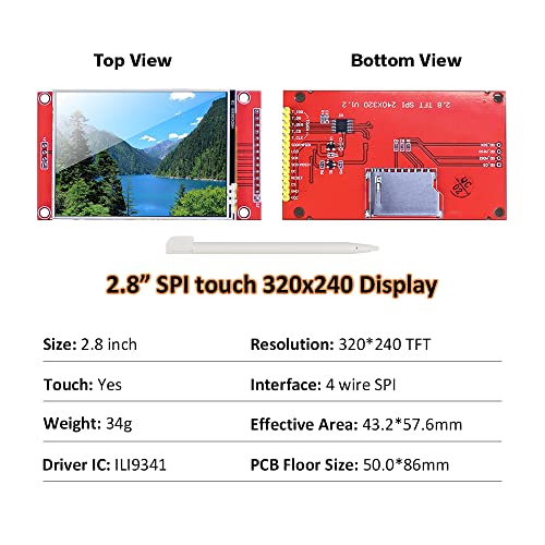 Image of Hosyond 2.8 Inches TFT LCD Touch Screen Shield Display Module 320x240 SPI Serial ILI9341 with Touch Pen Compatible with Arduino R3 /Mega2560 Development Board